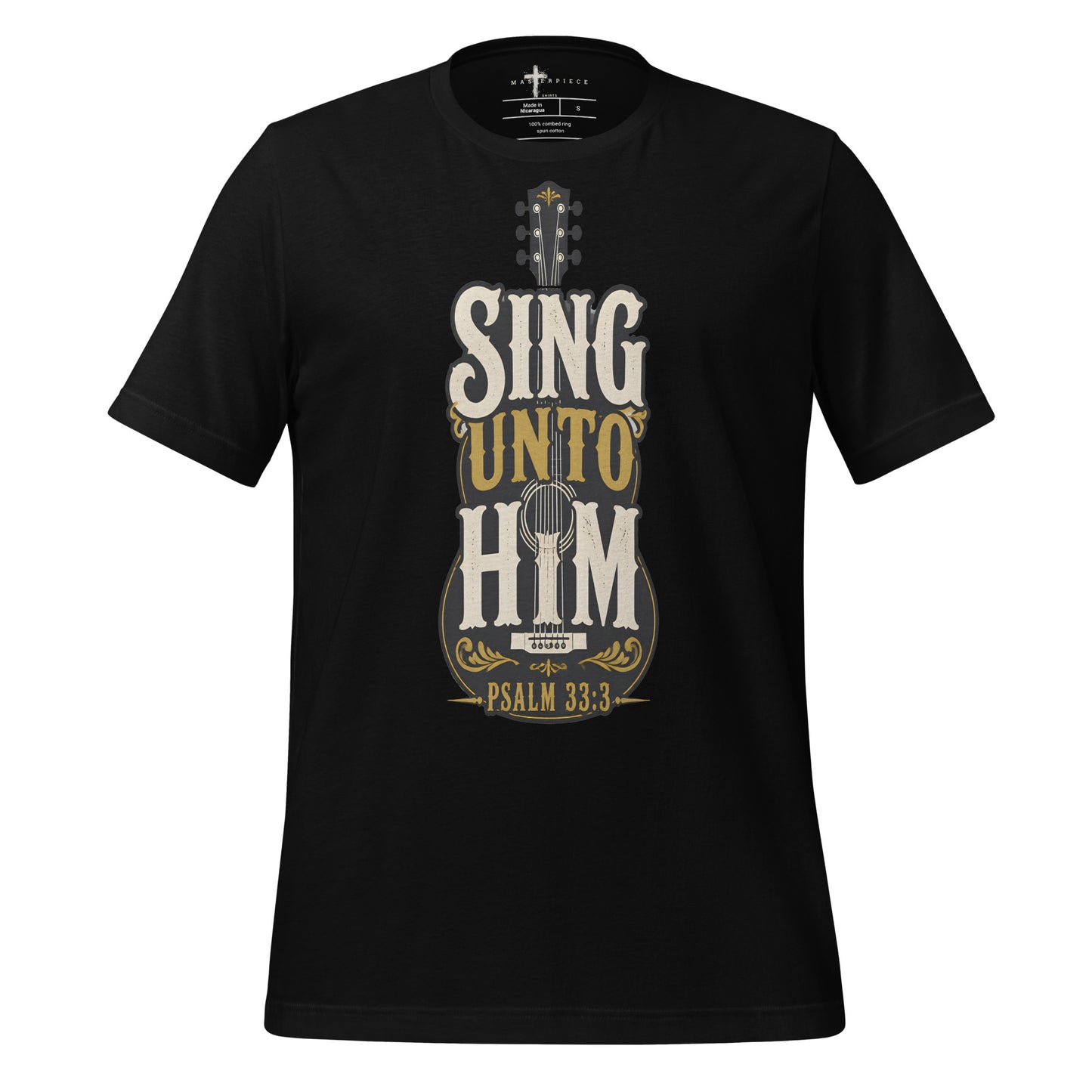 Sing Unto Him Psalm 33:3 Guitar - Black - MasterPiece Shirts