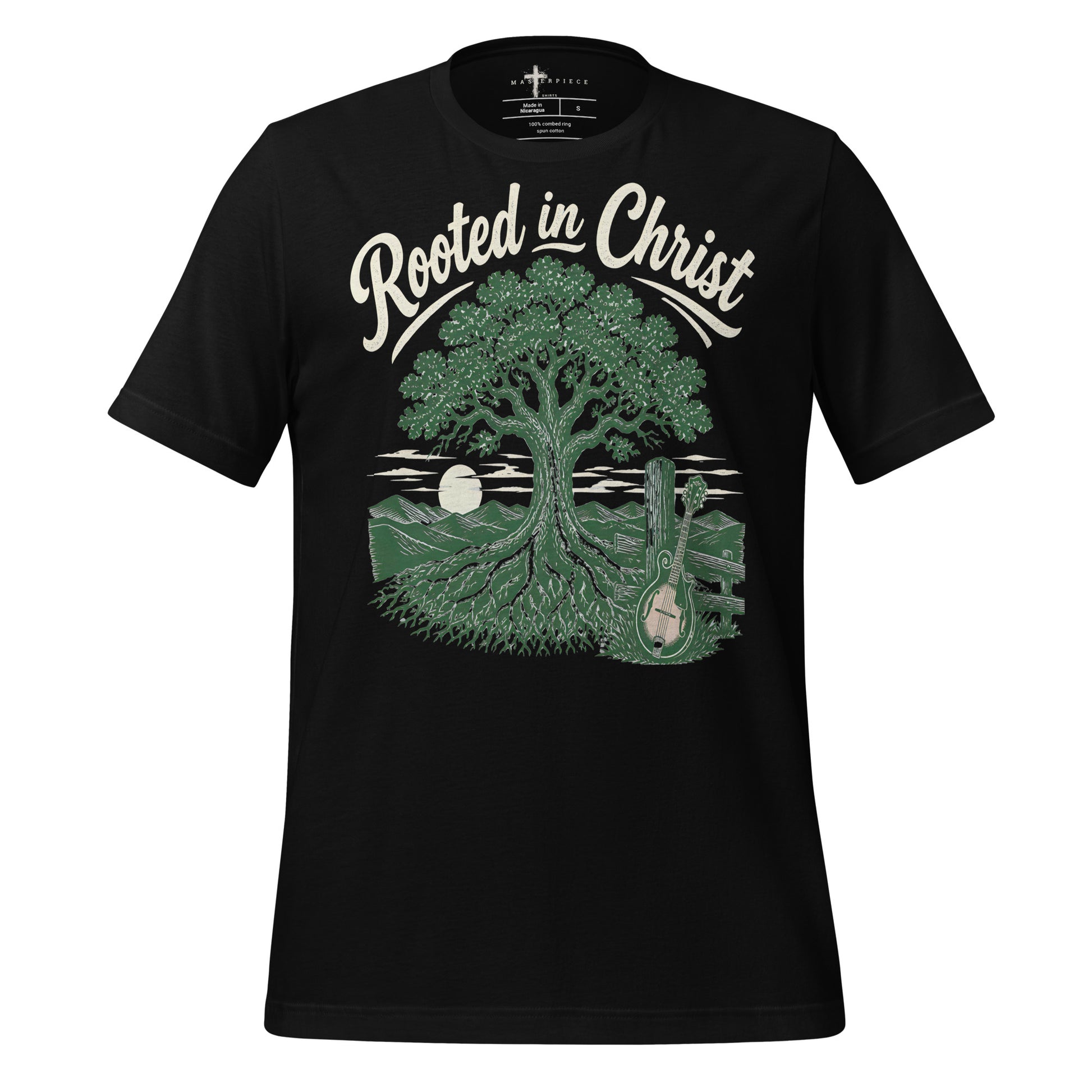 Rooted in Christ Mandolin - Black - MasterPiece Shirts