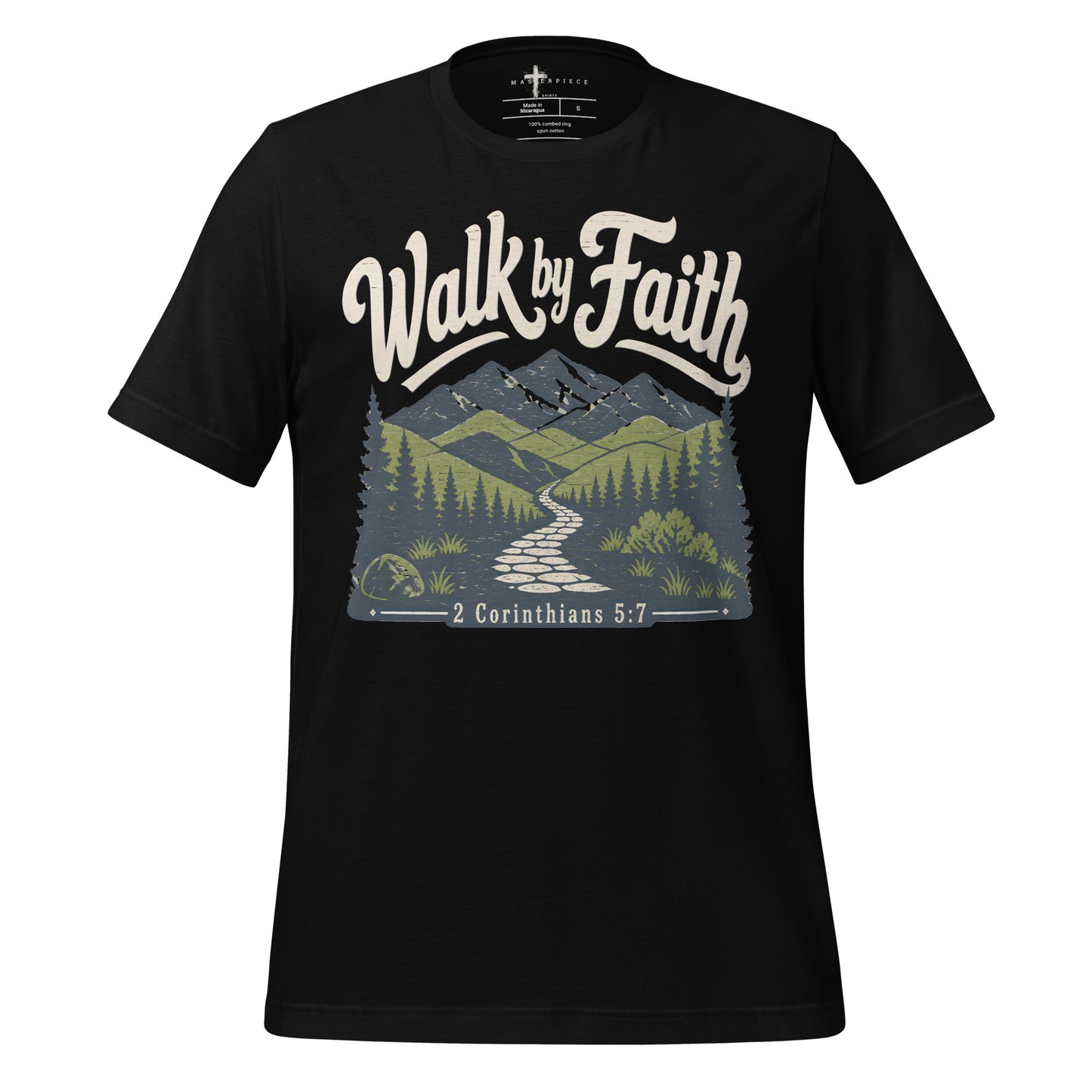 Walk by Faith Mountain - Black - MasterPiece Shirts