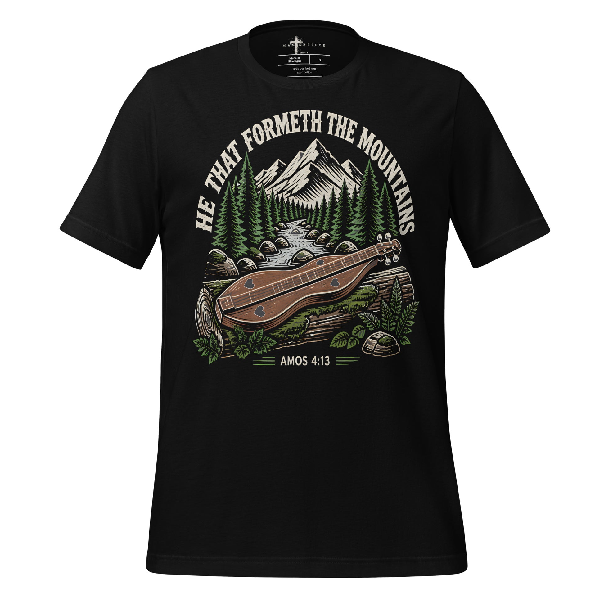 He Formed The Mountains Mountain Dulcimer - Black - MasterPiece Shirts