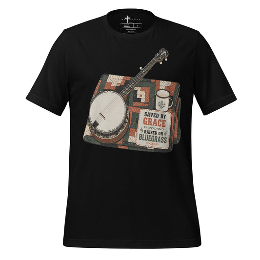 Saved by Grace Raised on Bluegrass - Black - MasterPiece Shirts
