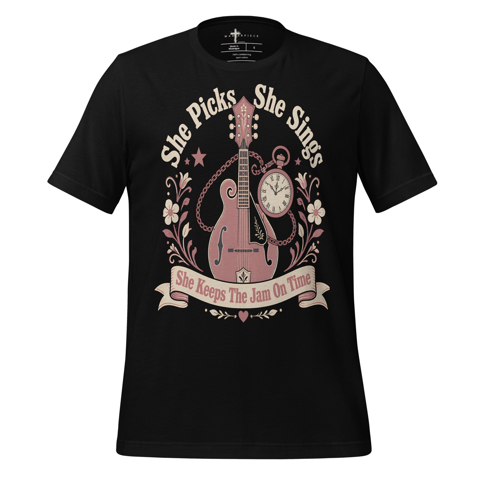 She Picks Mandolin - Black - MasterPiece Shirts