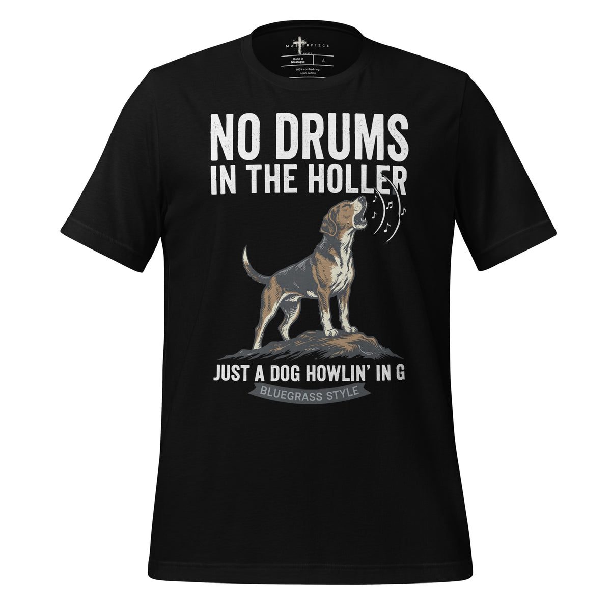 NO Drums Dog Howls in G - Black - MasterPiece Shirts