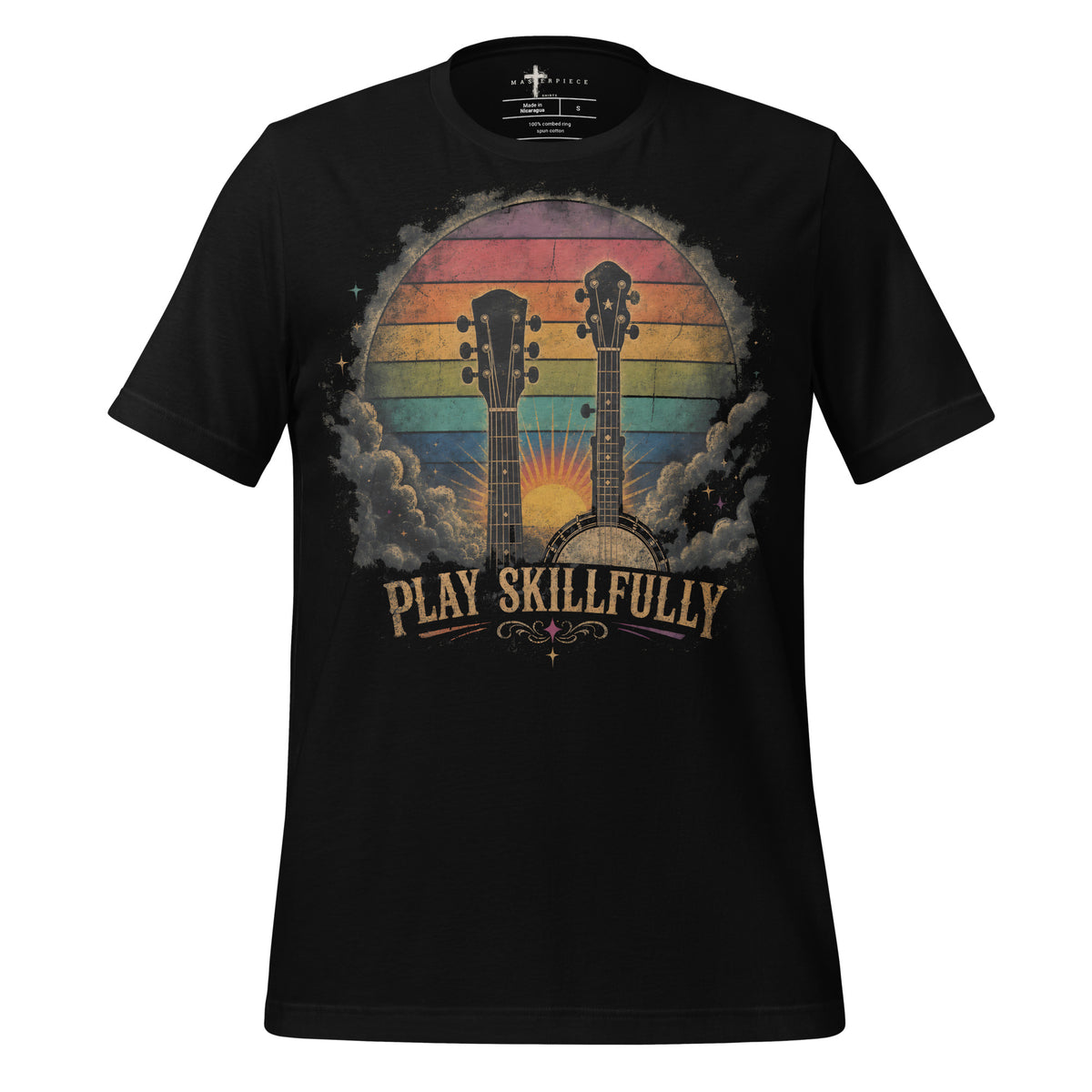 Play Skillfully Retro Banjo Guitar - Black - MasterPiece Shirts