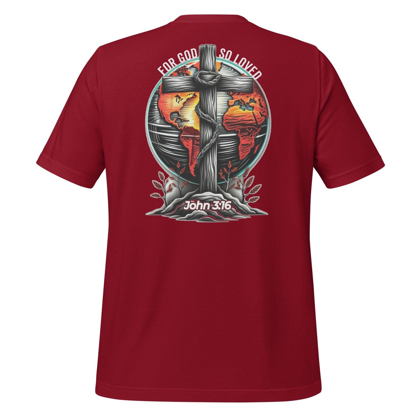 For God So Loved (Back)  Christian Bible Verse T-Shirt