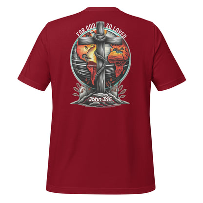 For God So Loved (Back)  Christian Bible Verse T-Shirt