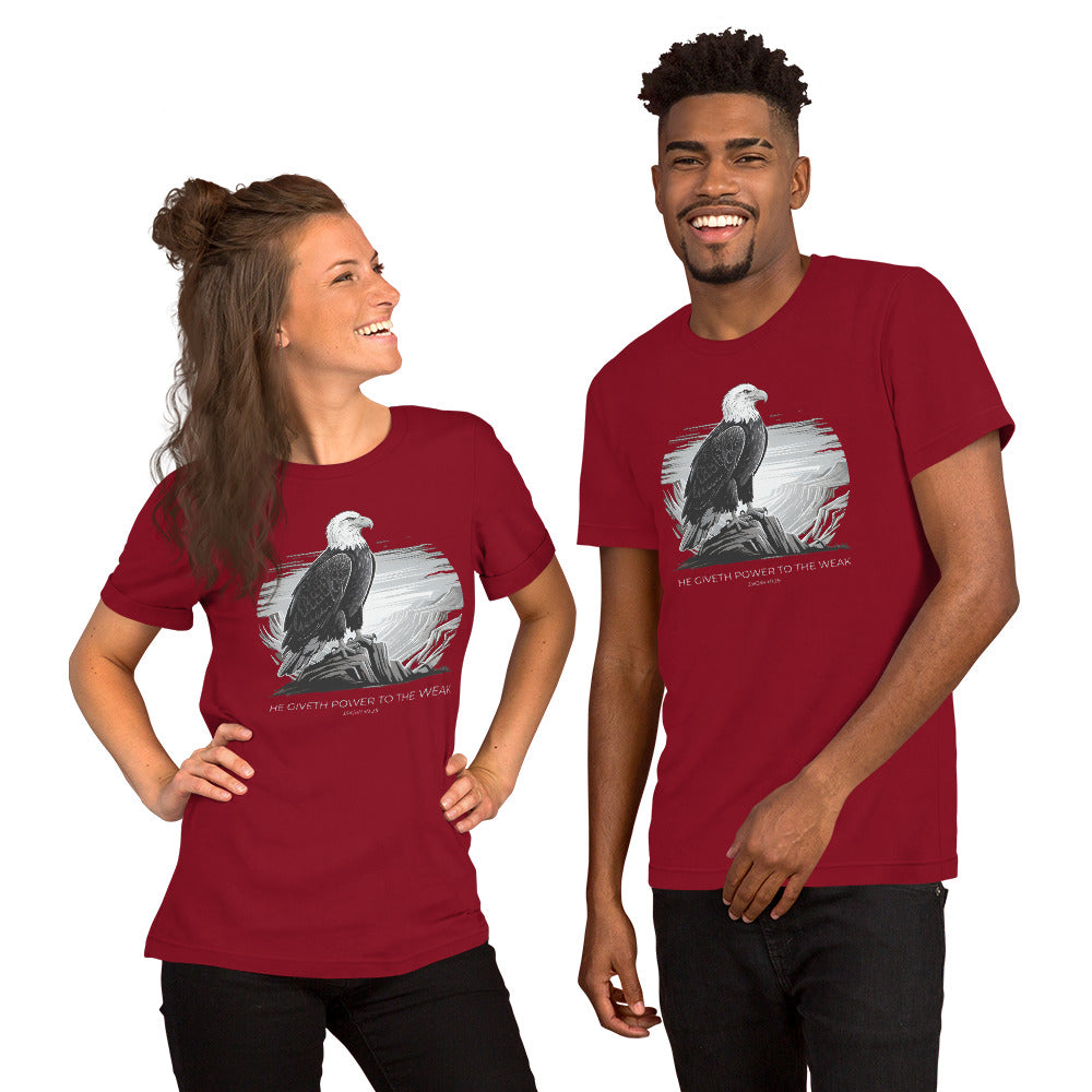 He Giveth Power to the Weak  Christian Bible Verse T-Shirt