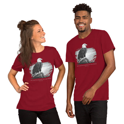 He Giveth Power to the Weak  Christian Bible Verse T-Shirt