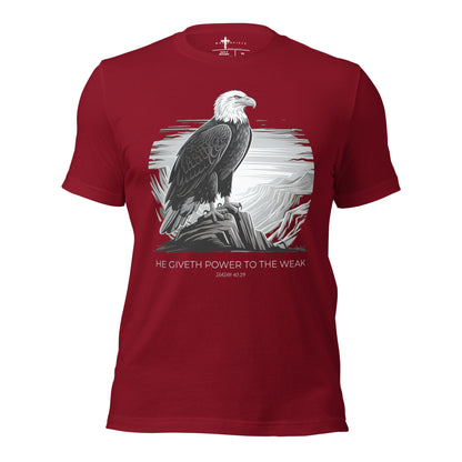 He Giveth Power to the Weak  Christian Bible Verse T-Shirt