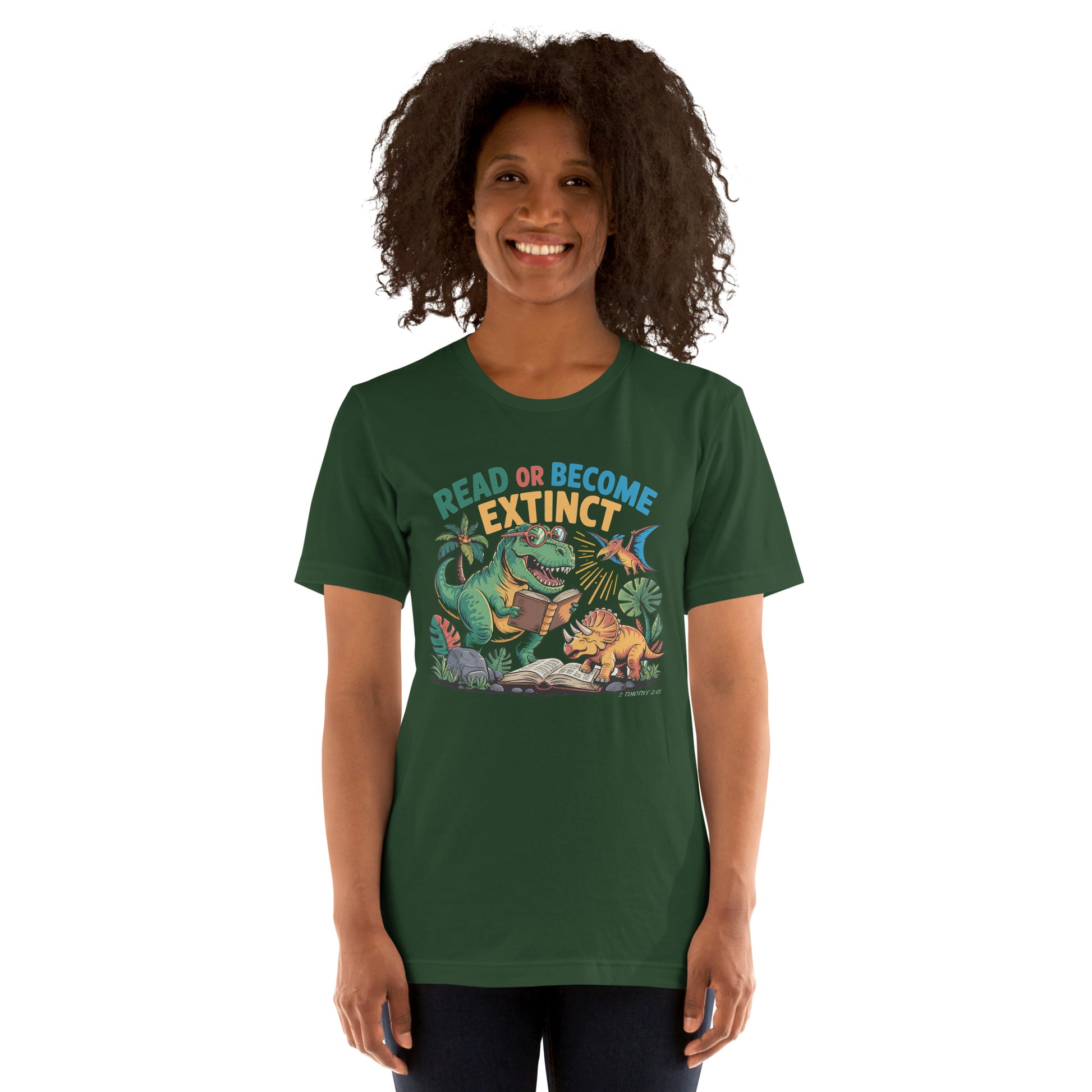 Read or Become Extinct Dinosaur  Christian Bible Verse T-Shirt