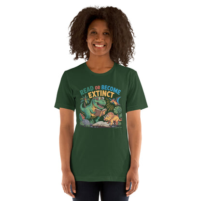 Read or Become Extinct Dinosaur  Christian Bible Verse T-Shirt