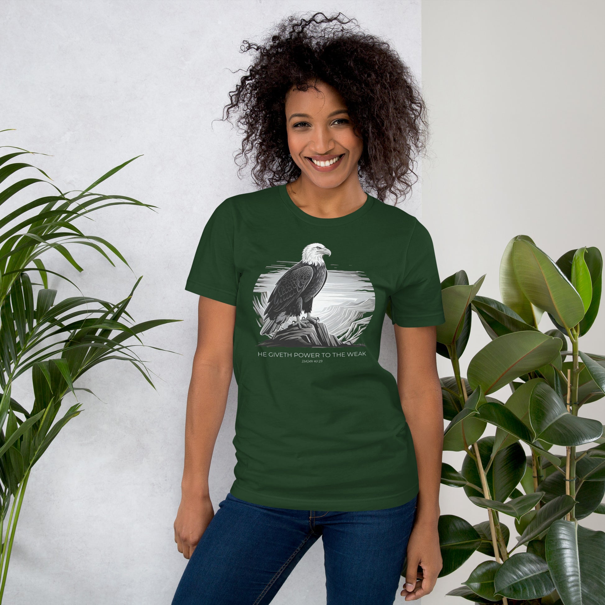 He Giveth Power to the Weak  Christian Bible Verse T-Shirt