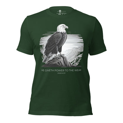 He Giveth Power to the Weak  Christian Bible Verse T-Shirt