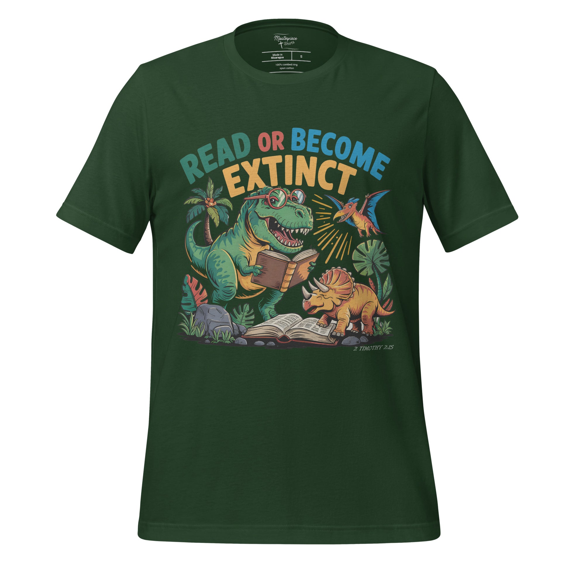 Read or Become Extinct Dinosaur  Christian Bible Verse T-Shirt