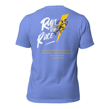 Run The Race Men (Back)  Christian Bible Verse T-Shirt