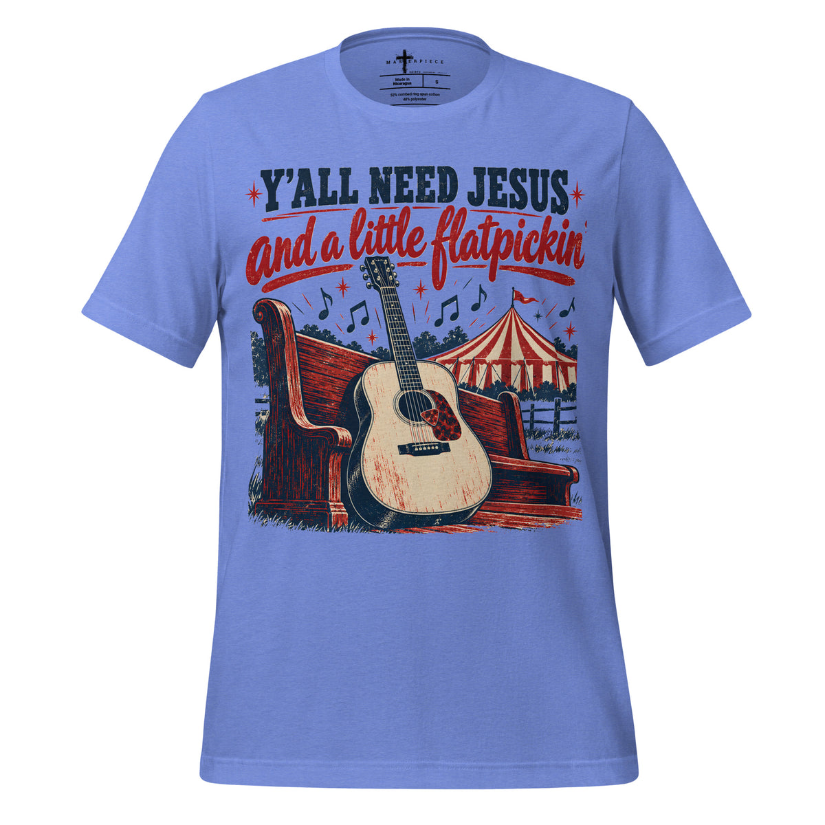 Y'all Need Jesus and Flatpickin - Blue - MasterPiece Shirts