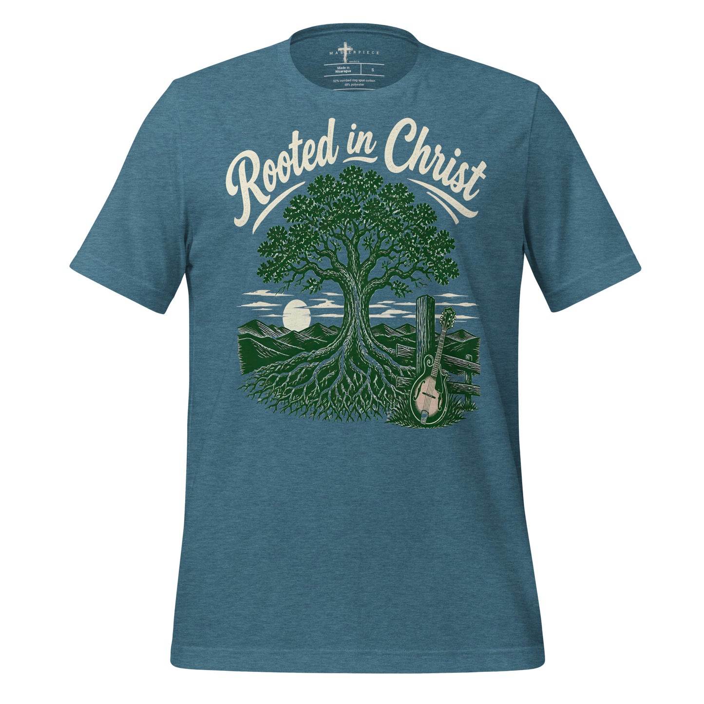Rooted in Christ Mandolin - Teal - MasterPiece Shirts