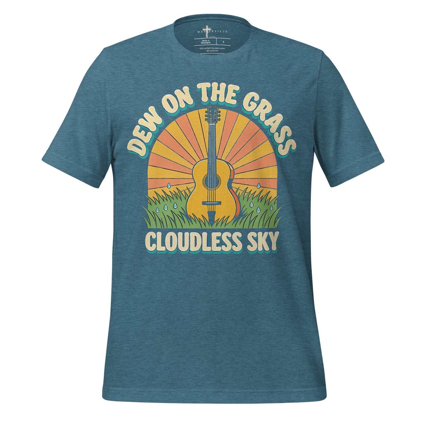 Dew On The Grass Cloudless Sky Guitar - Teal - MasterPiece Shirts