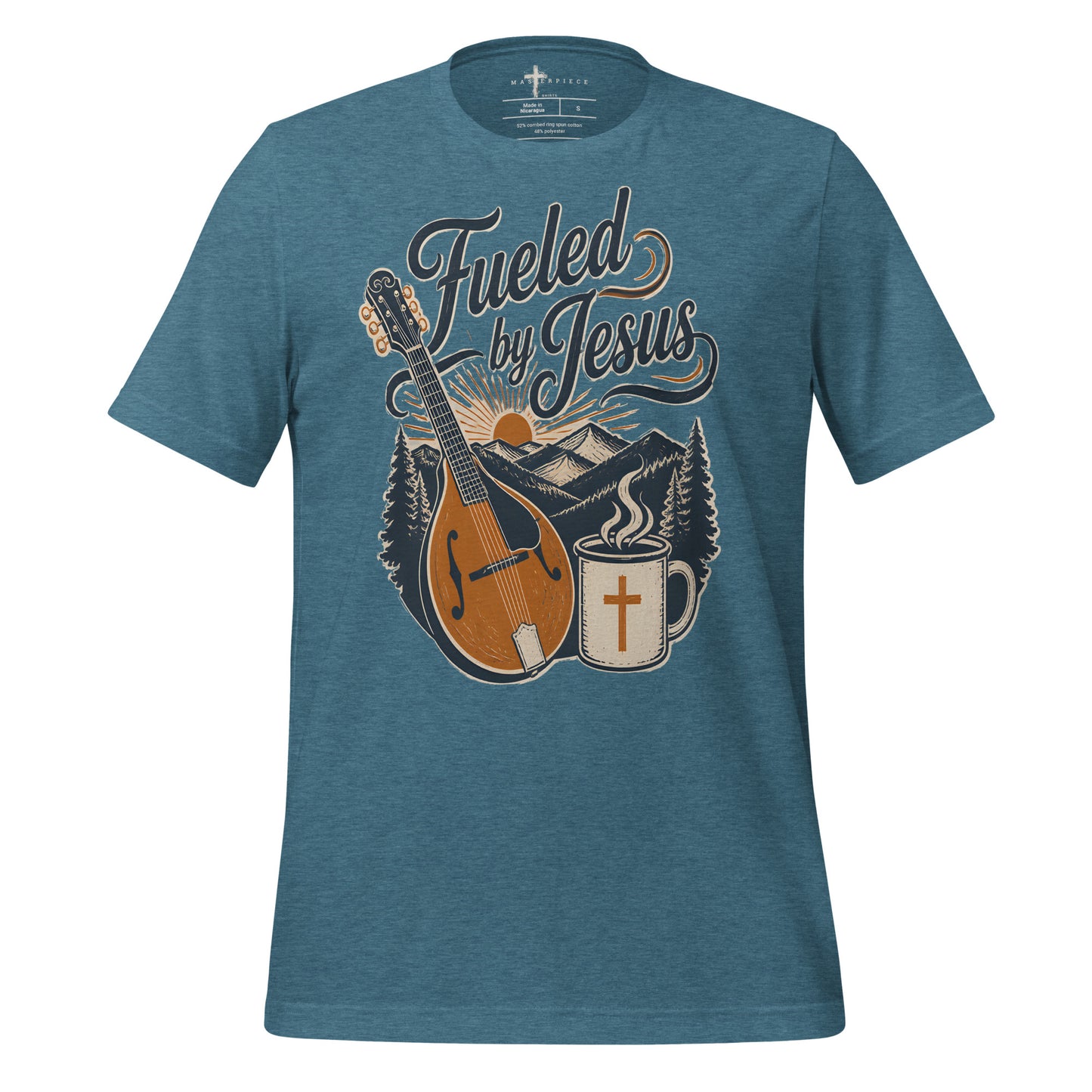 Fueled by Jesus and Coffee Mandolin - Teal - MasterPiece Shirts