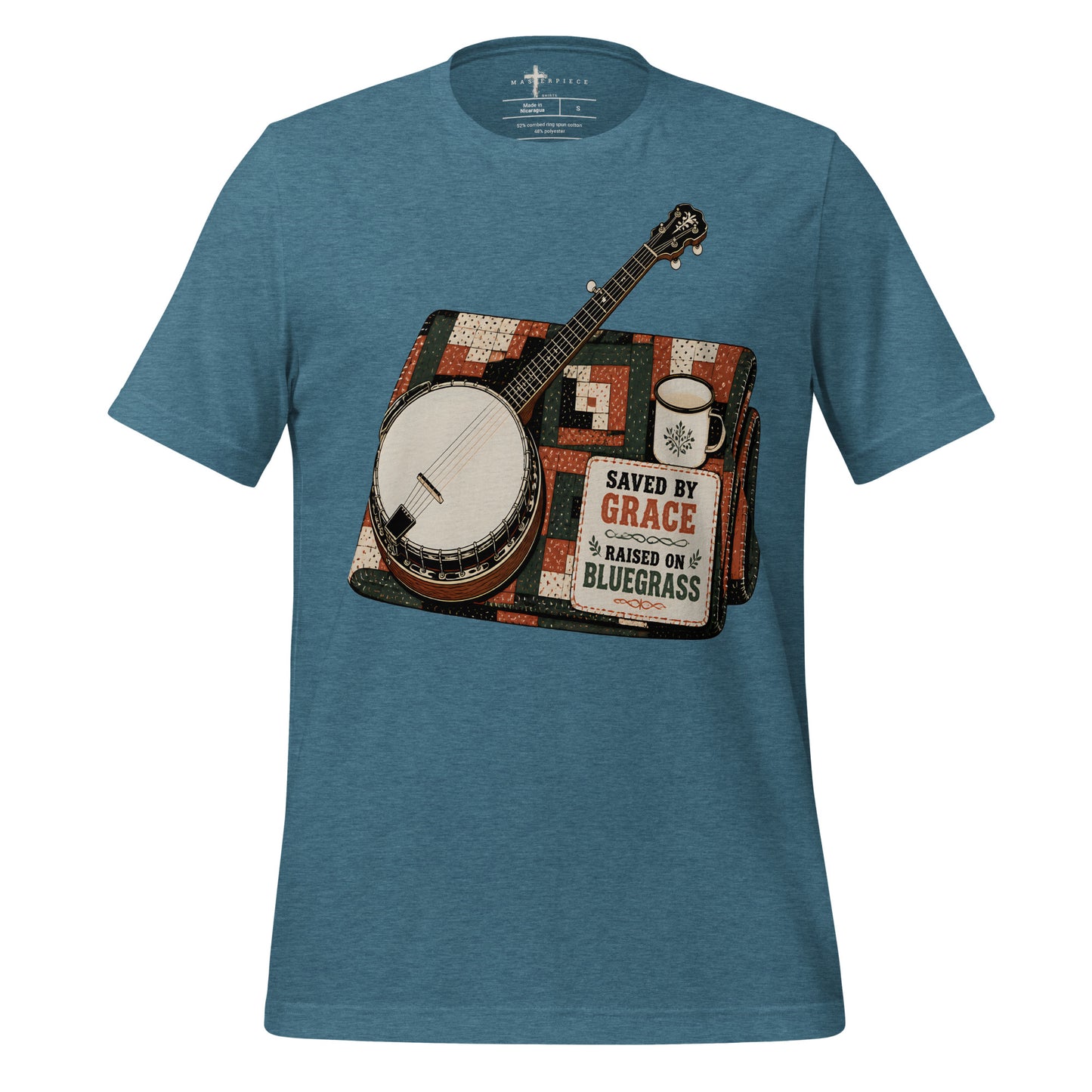 Saved by Grace Raised on Bluegrass - Teal - MasterPiece Shirts