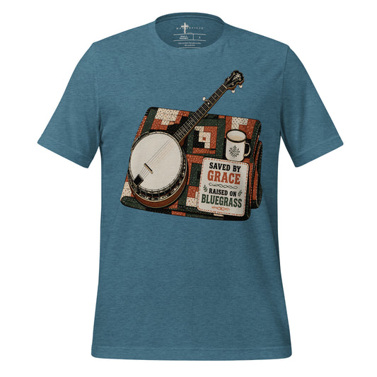 Saved by Grace Raised on Bluegrass - Teal - MasterPiece Shirts