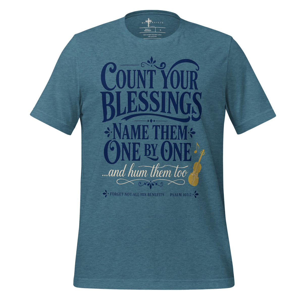 Count Your Blessings Violin - Teal - MasterPiece Shirts