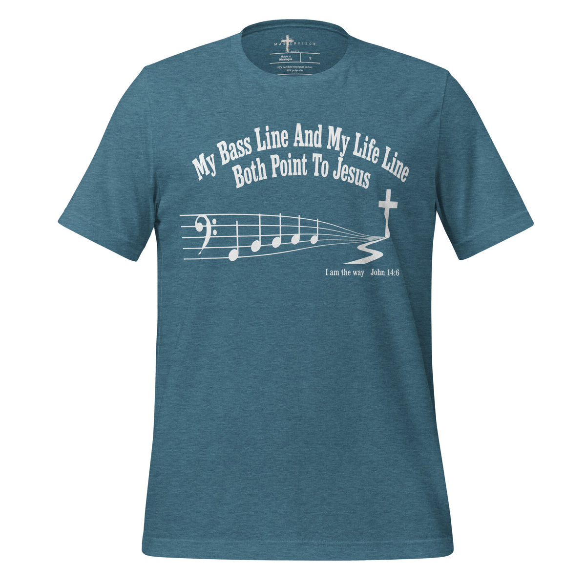 Bass Line Points to Jesus - Teal - MasterPiece Shirts