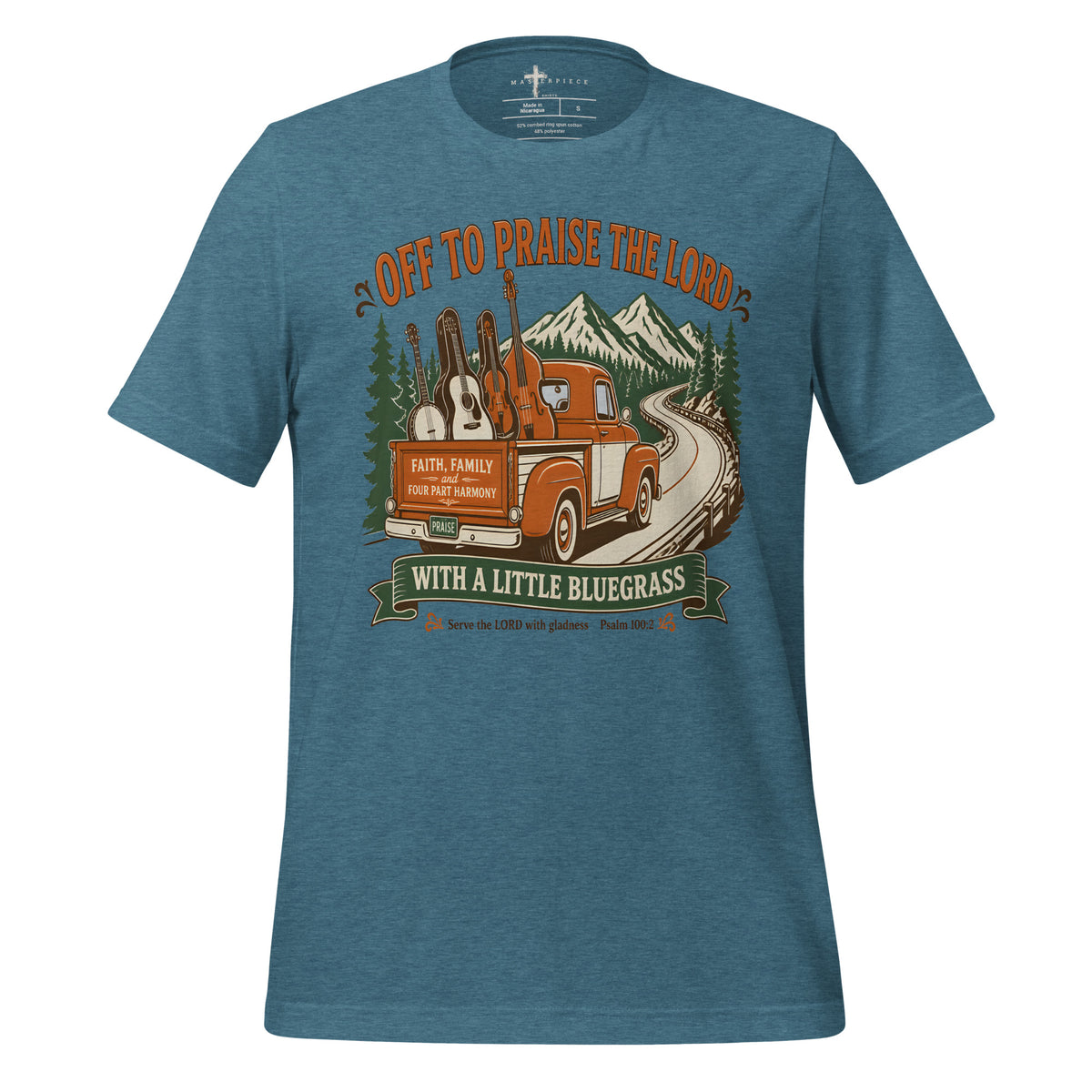 Off to Praise the Lord Bluegrass - Teal - MasterPiece Shirts