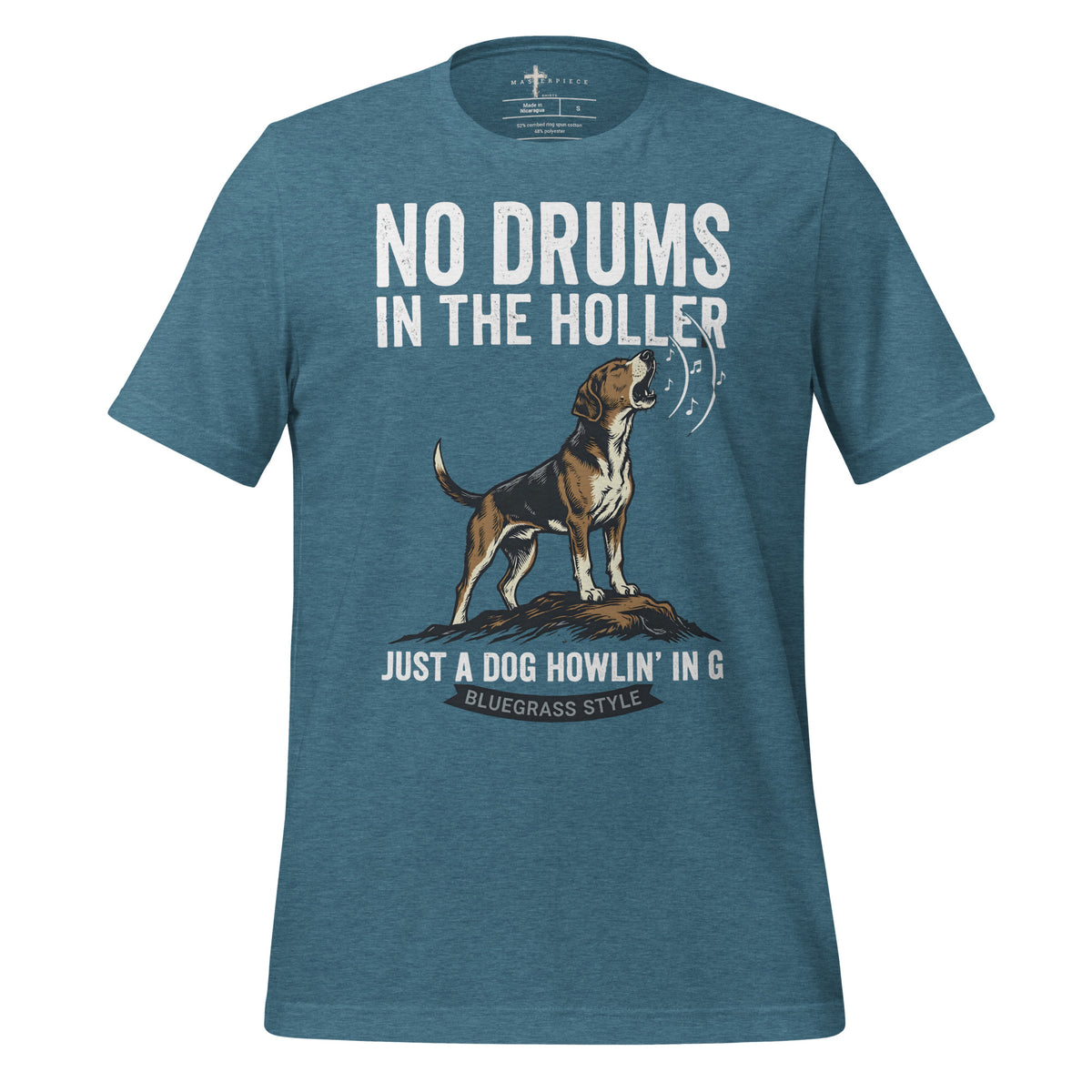 NO Drums Dog Howls in G - Teal - MasterPiece Shirts