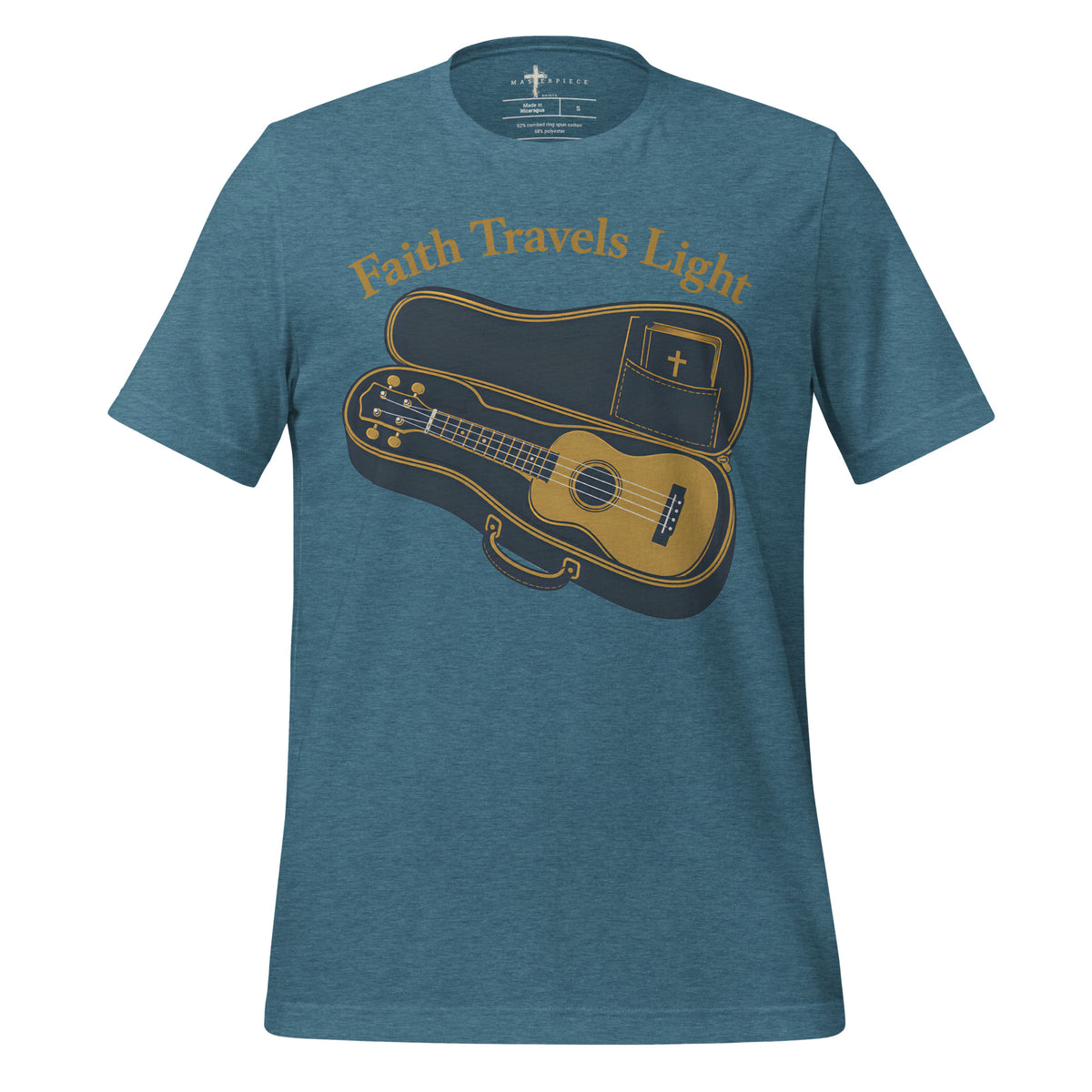 Faith Travels Light Ukulele - Teal - MasterPiece Shirts