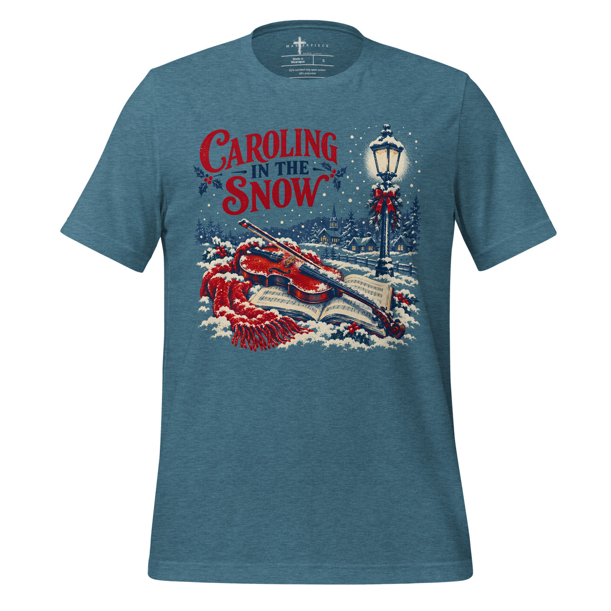 Caroling Snow Violin - Teal - MasterPiece Shirts