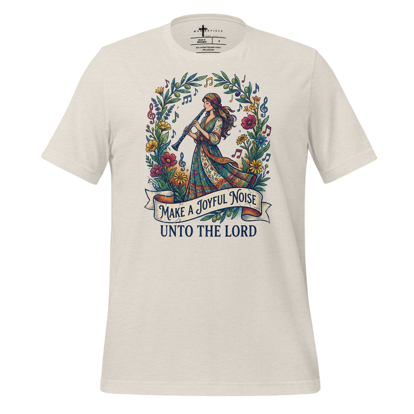 Make a Joyful Noise unto the Lord Christian T-shirt celebrating clarinet players