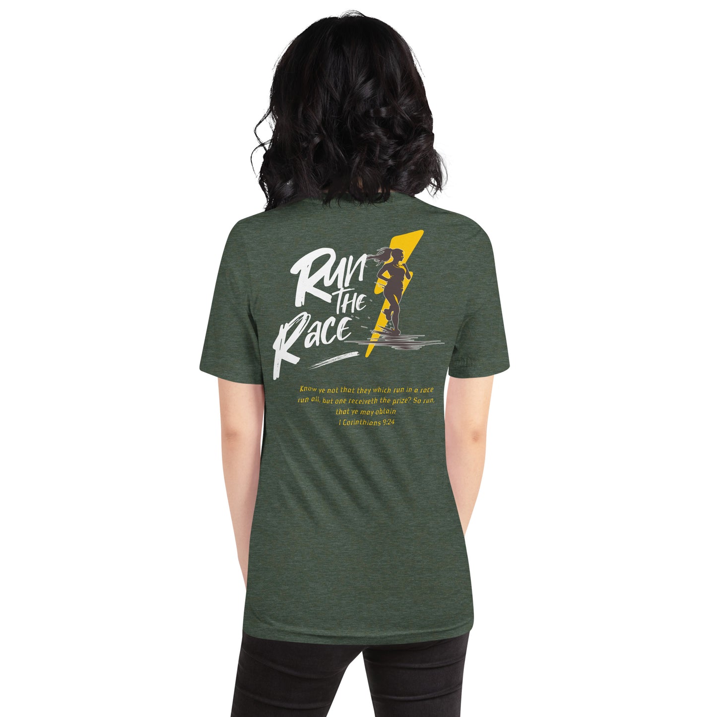 Run the Race - Women (Back)  Christian Bible Verse T-Shirt