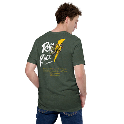 Run The Race Men (Back)  Christian Bible Verse T-Shirt