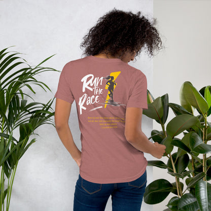 Run the Race - Women (Back)  Christian Bible Verse T-Shirt