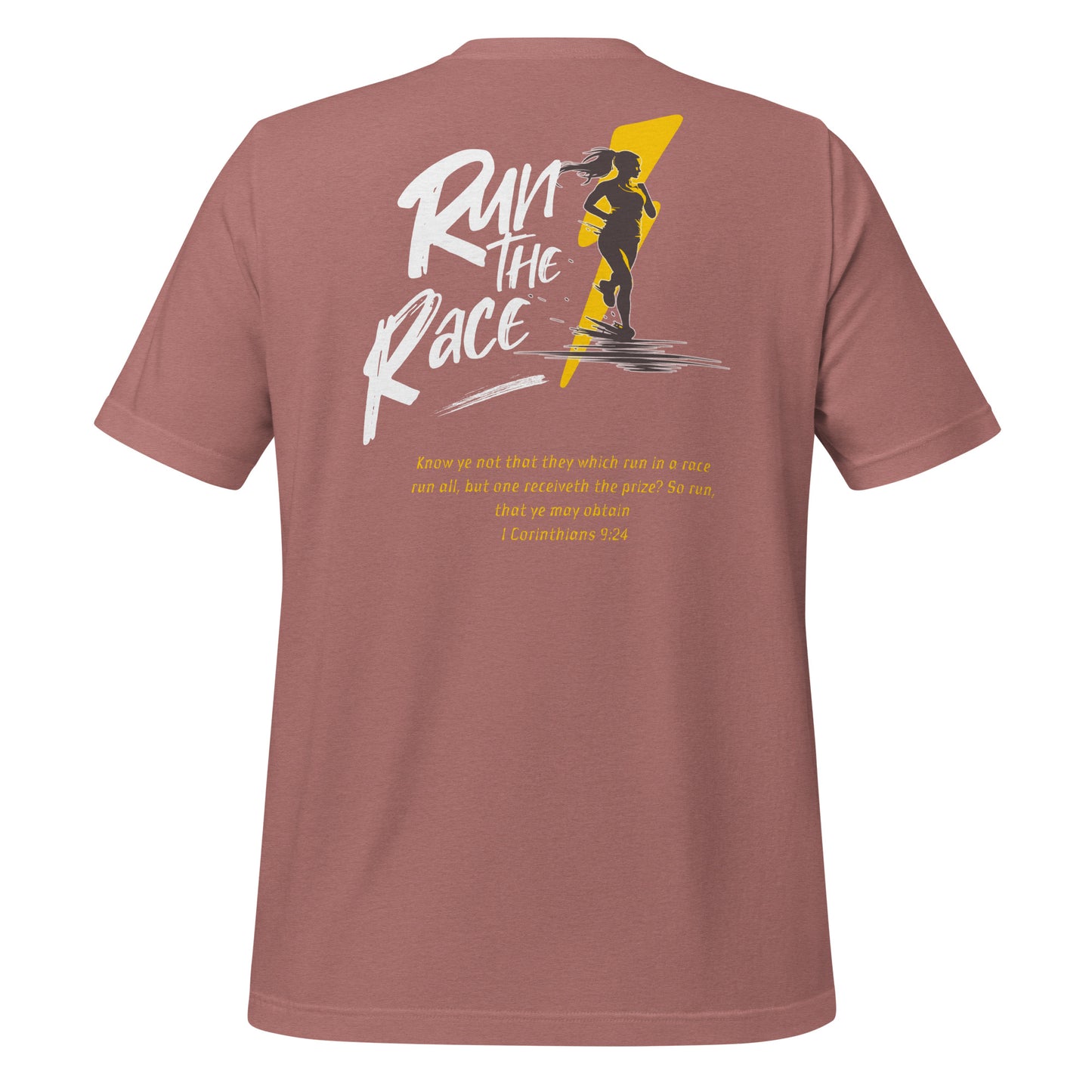 Run the Race - Women (Back)  Christian Bible Verse T-Shirt