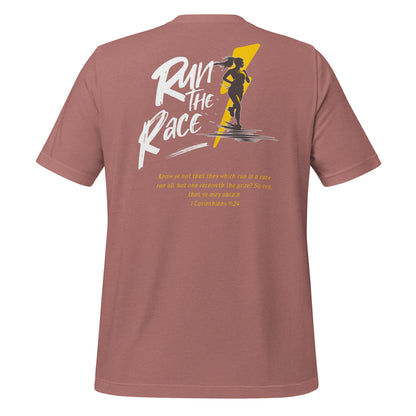Run the Race - Women (Back)  Christian Bible Verse T-Shirt