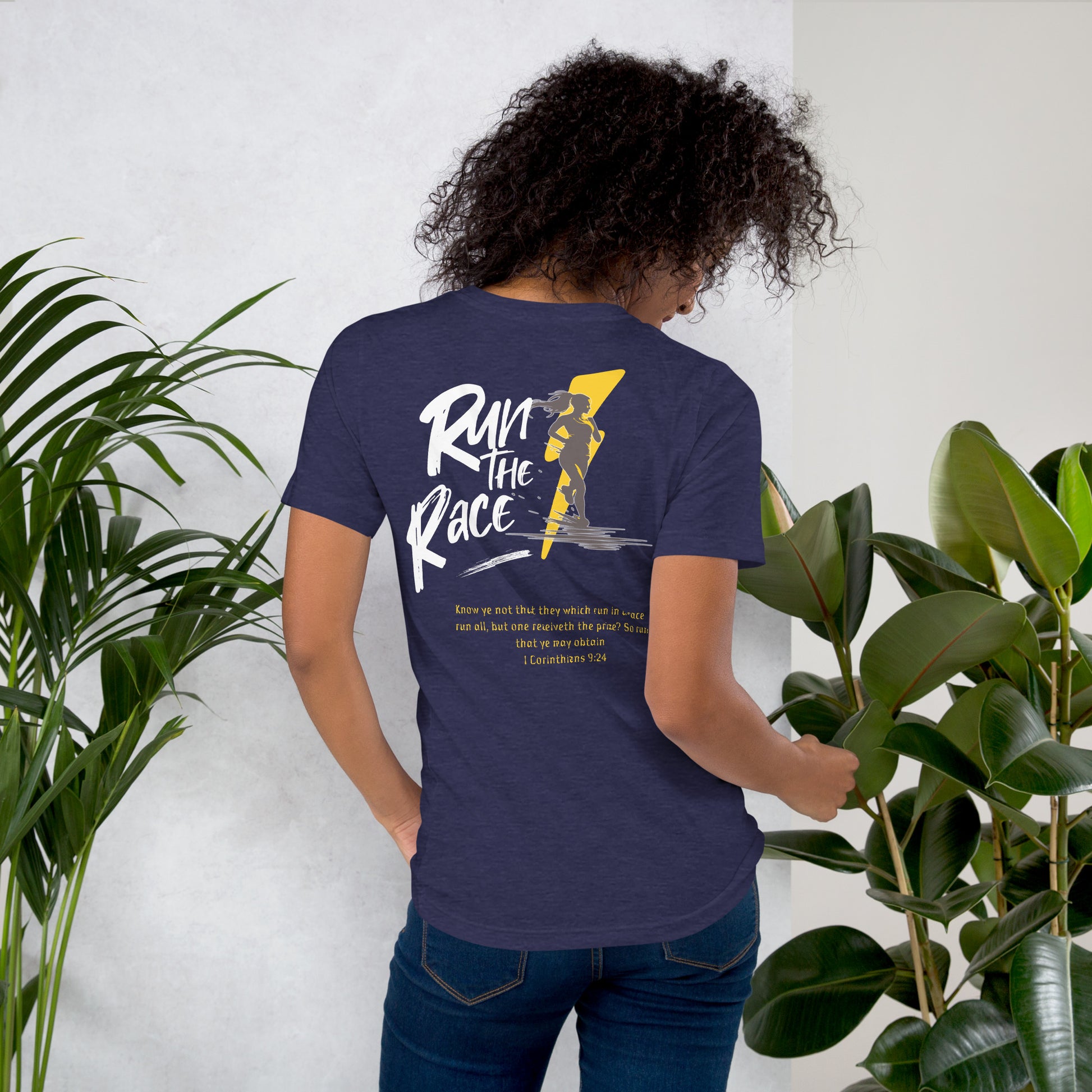 Run the Race - Women (Back)  Christian Bible Verse T-Shirt