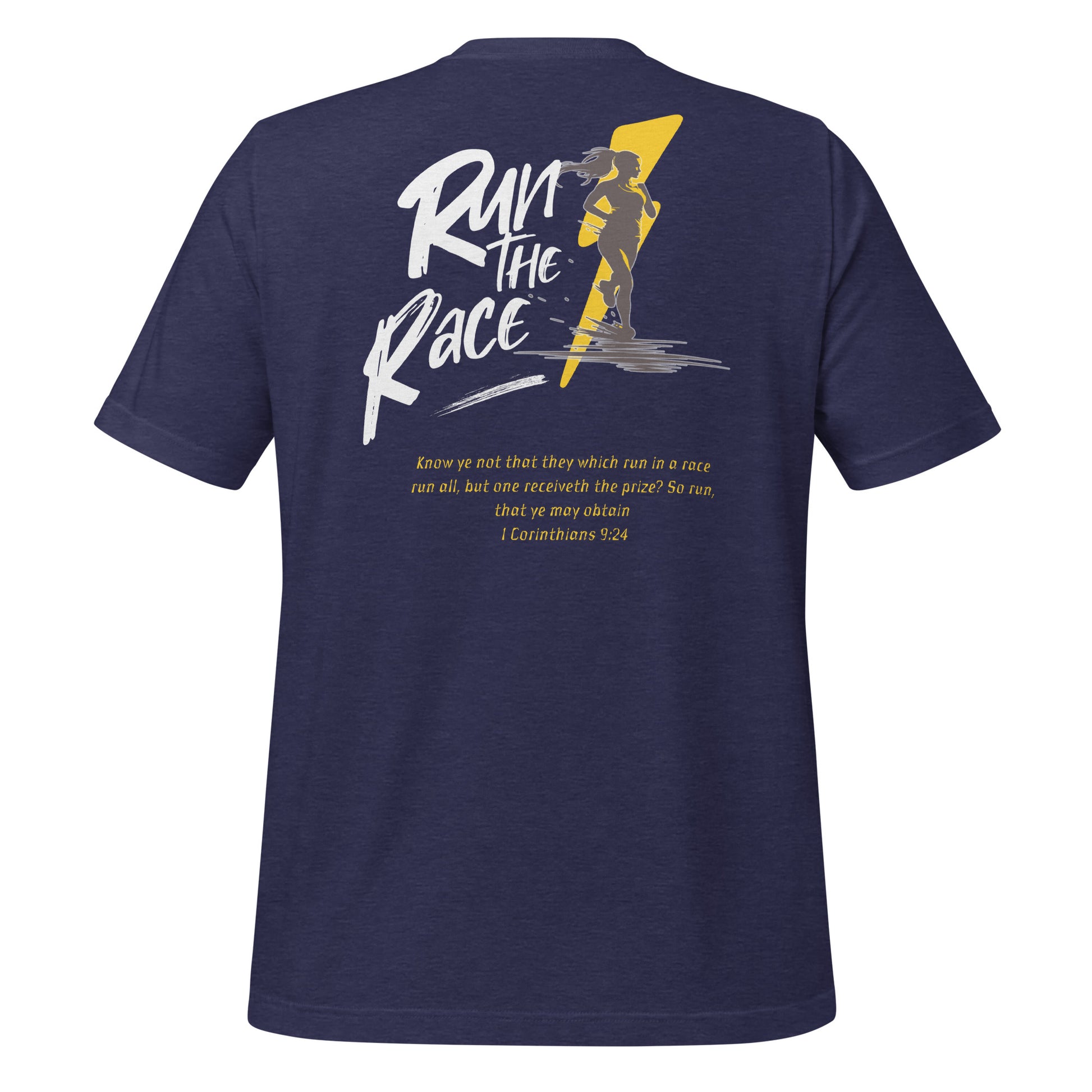 Run the Race - Women (Back)  Christian Bible Verse T-Shirt