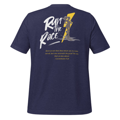 Run the Race - Women (Back)  Christian Bible Verse T-Shirt