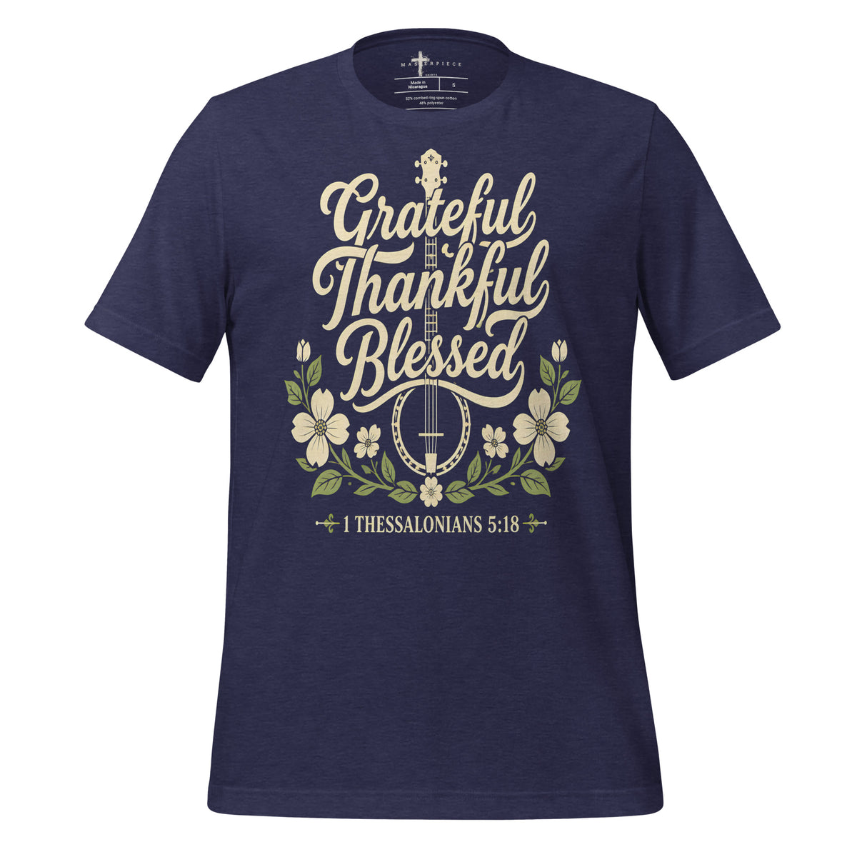 Grateful Thankful Blessed Banjo - Navy - MasterPiece Shirts