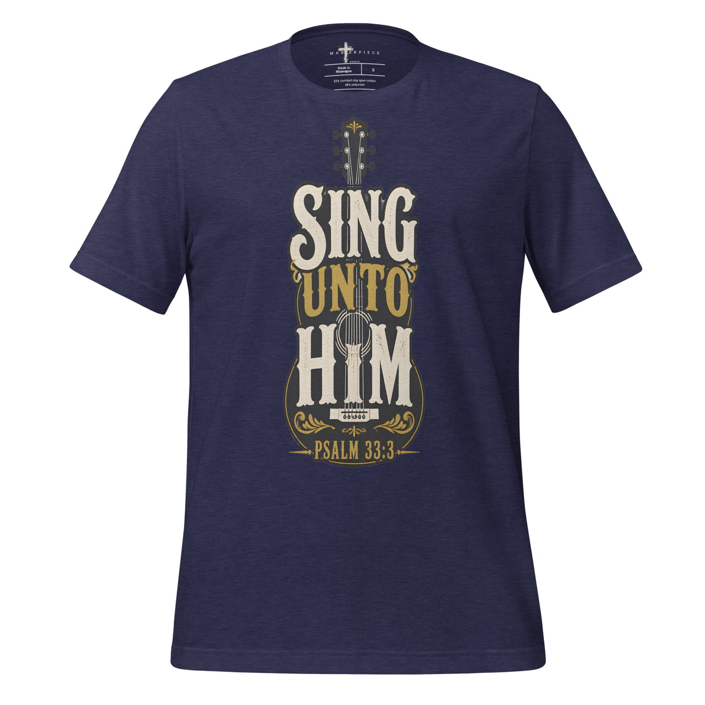 Sing Unto Him Psalm 33:3 Guitar - Navy - MasterPiece Shirts