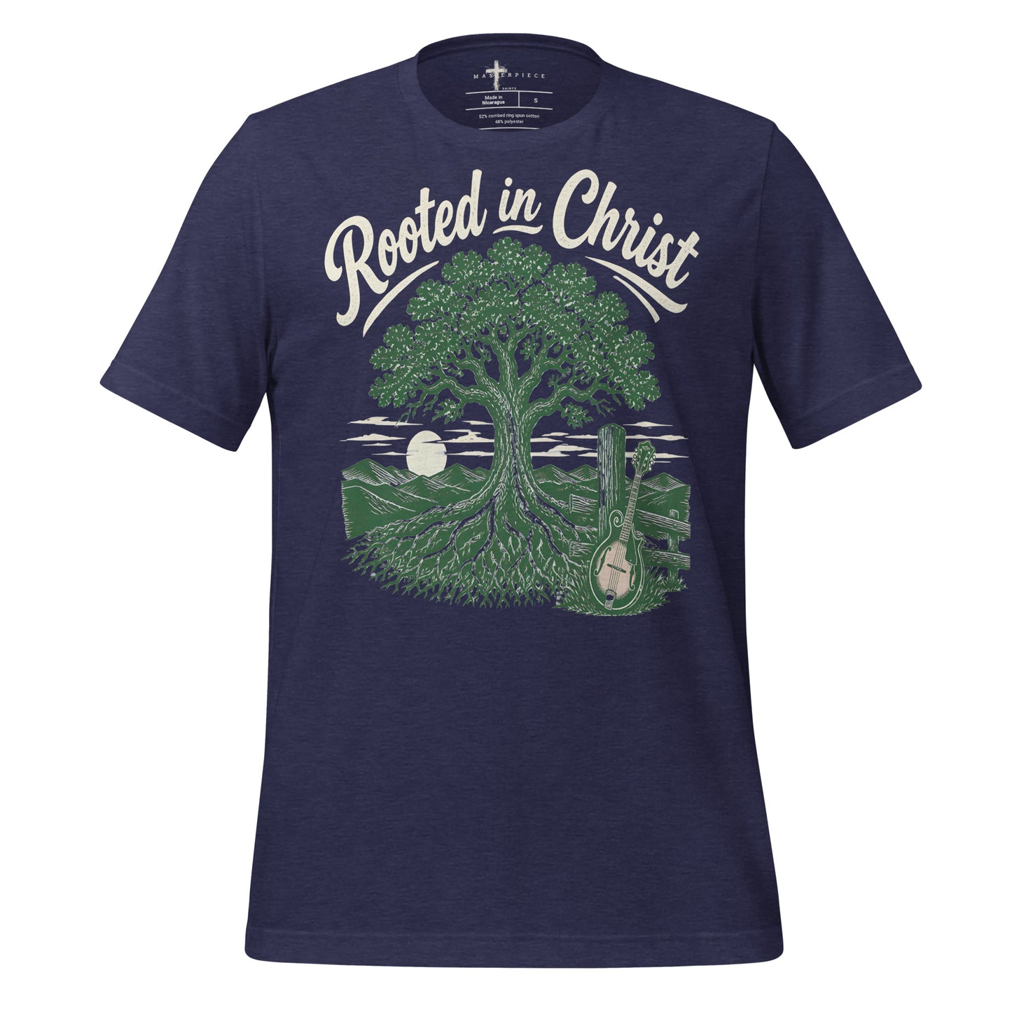 Rooted in Christ Mandolin - Navy - MasterPiece Shirts