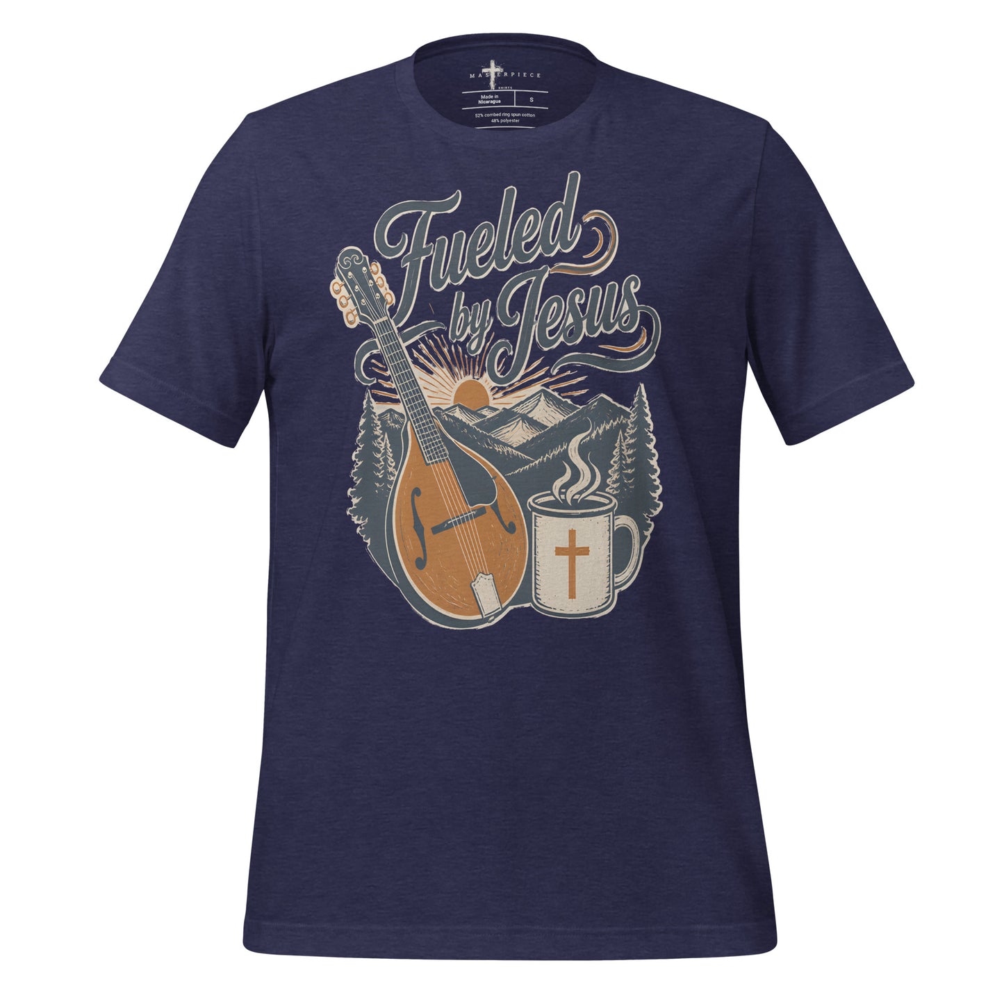 Fueled by Jesus and Coffee Mandolin - Navy - MasterPiece Shirts