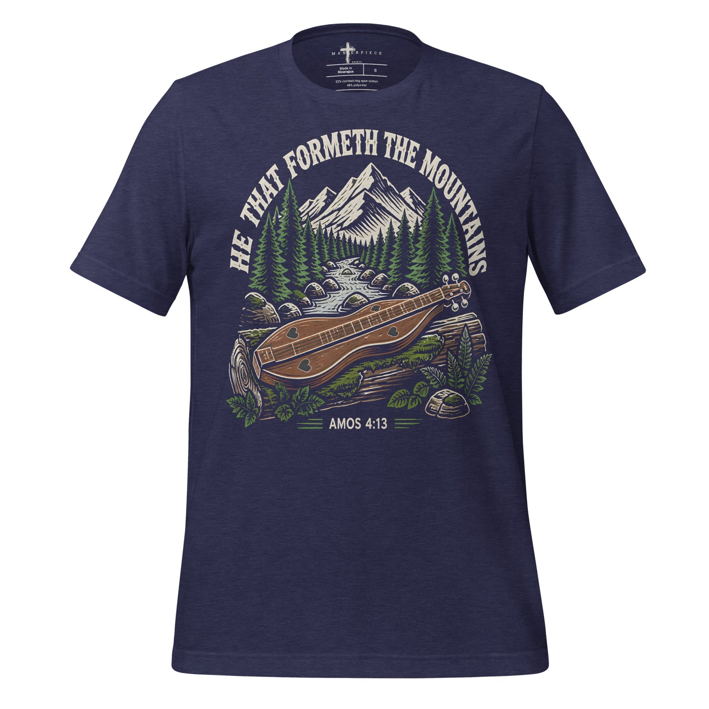 He Formed The Mountains Mountain Dulcimer - Navy - MasterPiece Shirts