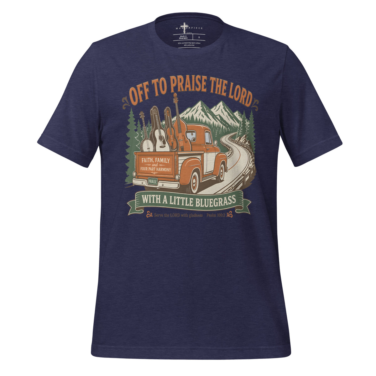 Off to Praise the Lord Bluegrass - Navy - MasterPiece Shirts