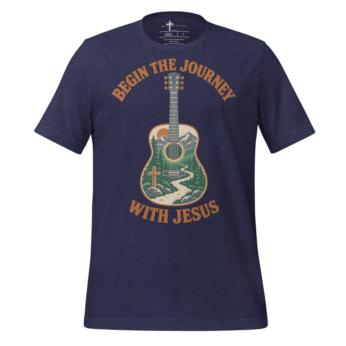 Begin with Jesus Guitar - Navy - MasterPiece Shirts