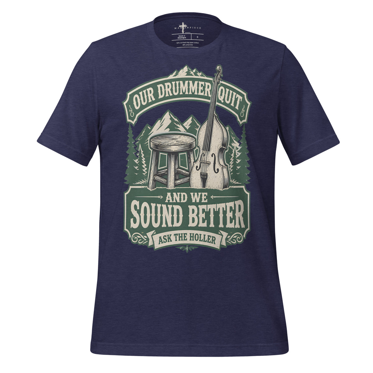 Our Drummer Quit Stand Up Bass - Navy - MasterPiece Shirts