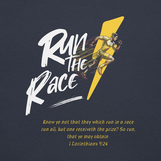 Run The Race Men (Back)  Christian Bible Verse T-Shirt