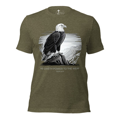 He Giveth Power to the Weak  Christian Bible Verse T-Shirt